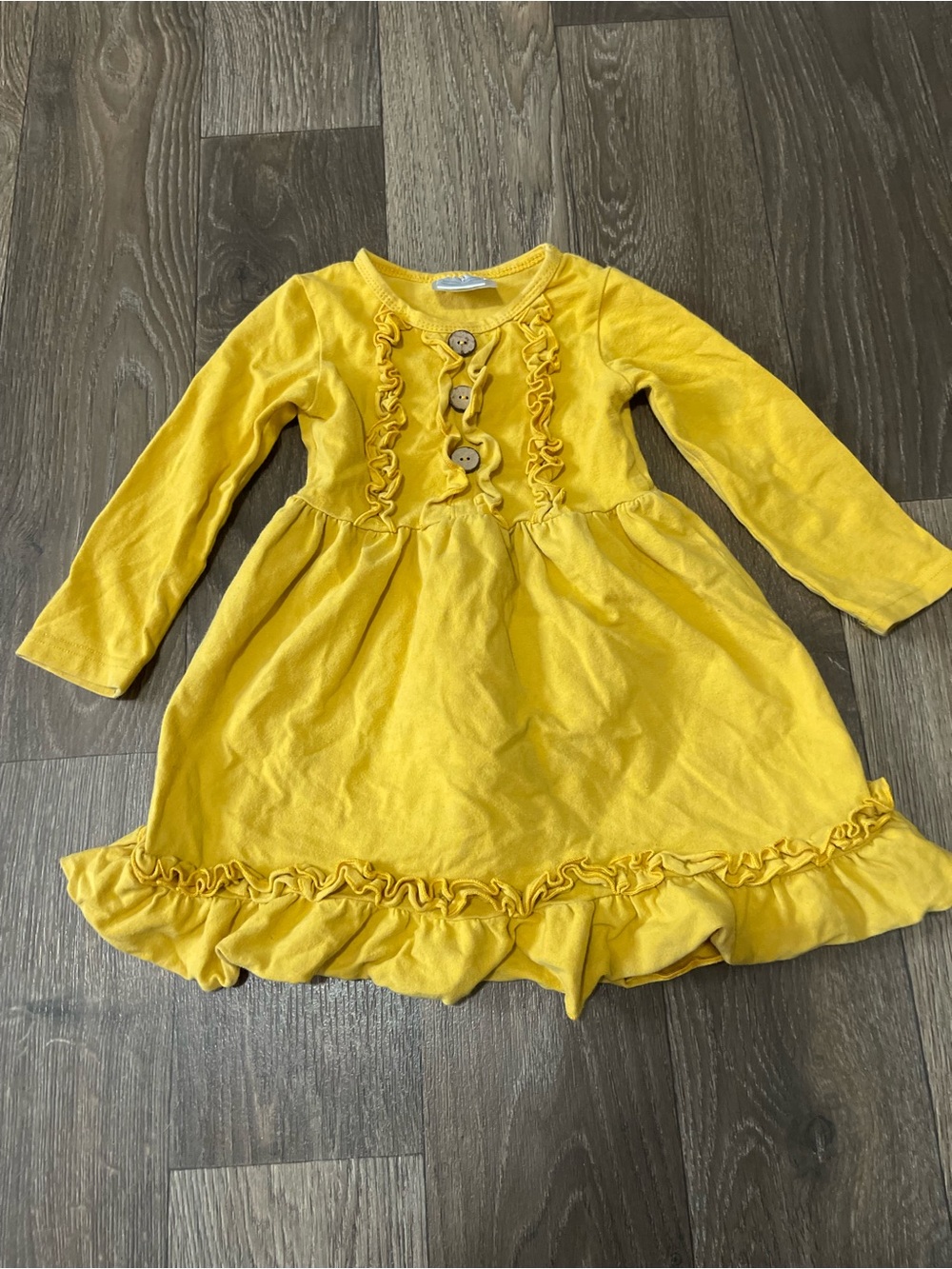 Girls' Yellow Ruffle Long-Sleeve Shirt